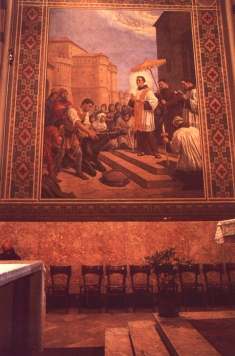 Affresco rappresentante la la mula che adora il SS.mo Sacramento