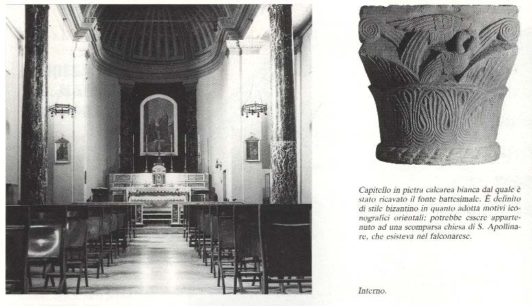 Interno della chiesa di Santa Maria delle Grazie di Falconara Alta ed il capitello