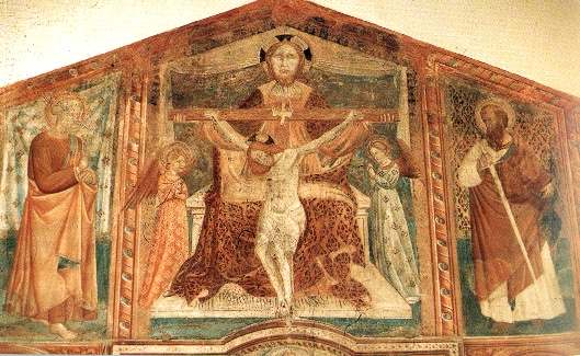 Padre Eterno e Gesù Crocifisso con due Angeli, S. Pietro e S. Paolo
